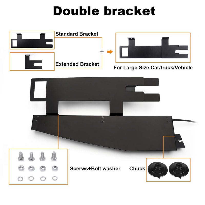 ASPL 32LED Visor Lights 26 Flash Patterns Windshield Emergency Hazard Warning Strobe Beacon Split Mount Deck Dash Lamp With Extend Bracket (Amber/White/Amber/White) - Image 4